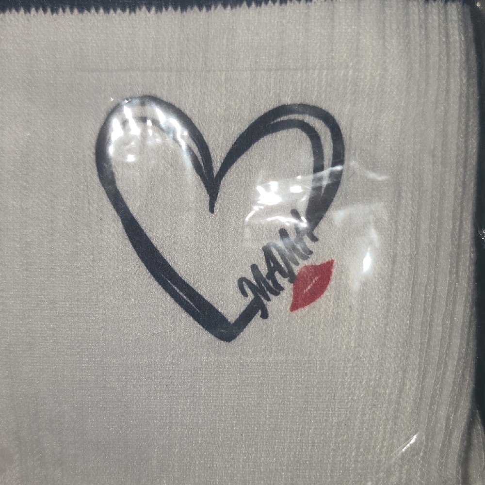 White Socks with Black Stripes and Heart Design Size 8-11 In Women - Picture 3 of 4